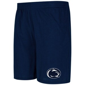 men's navy shorts with Penn State Athletic Logo on left leg